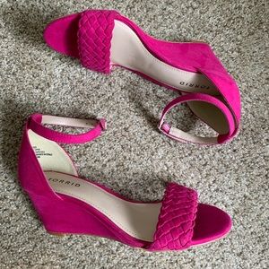 Torrid Pink Suede Wedges 8W